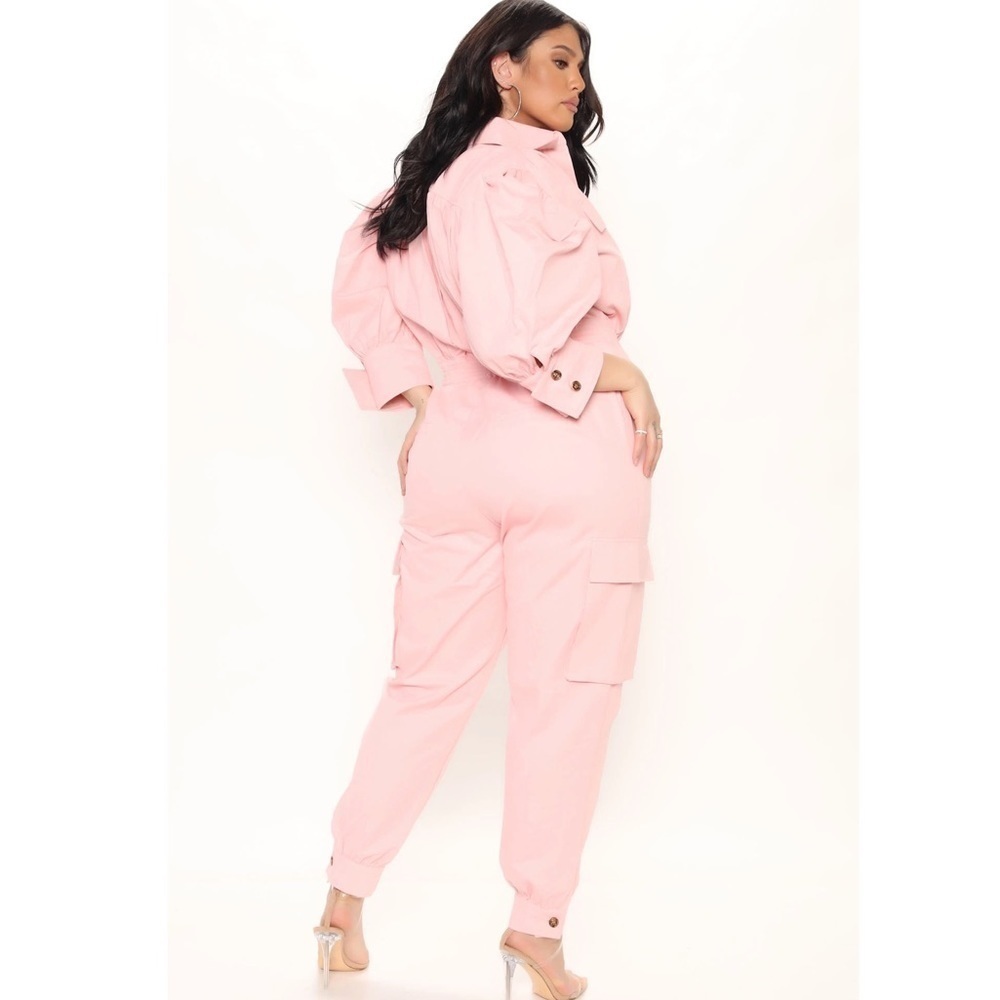 Fashion Nova 1X Taking Off Utility Jumpsuit - Pink - Picture 4 of 16